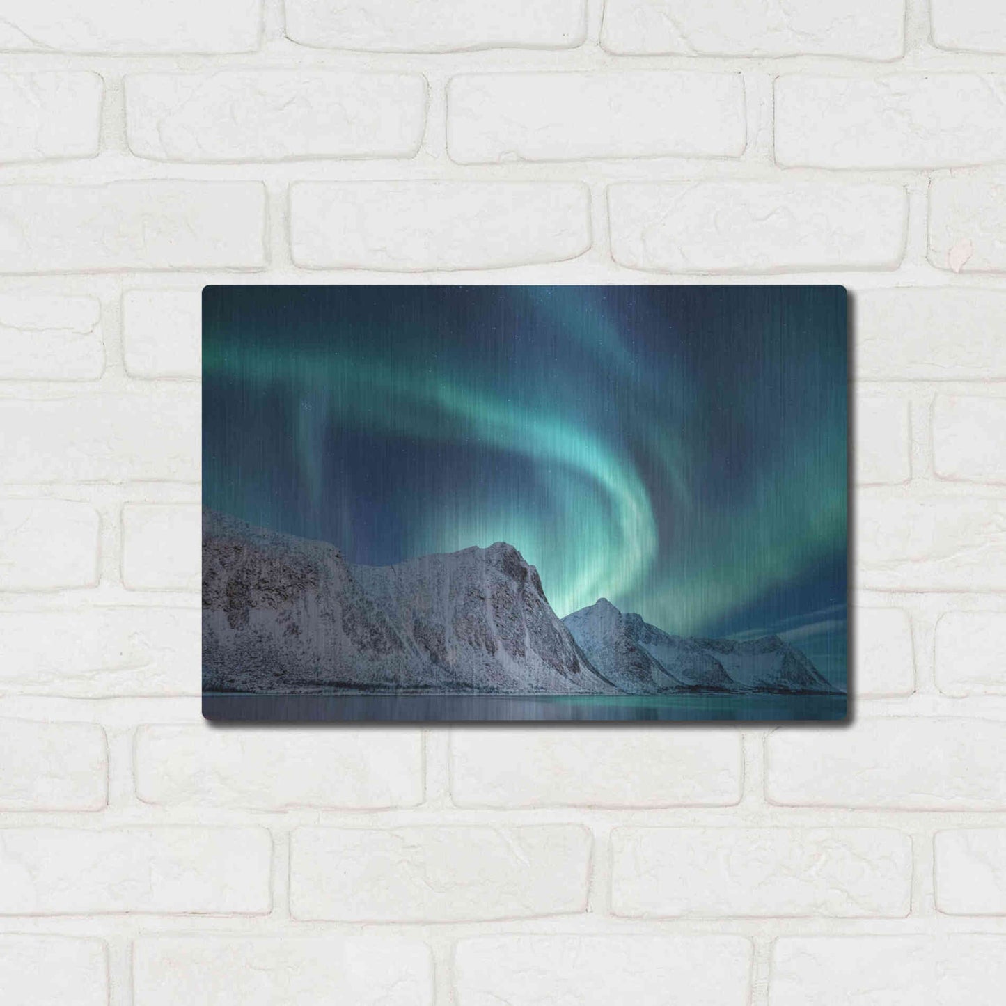Luxe Metal Art 'Aurora Borealis In Norway Green' by Luxe Portfolio, Metal Wall Art,16x12