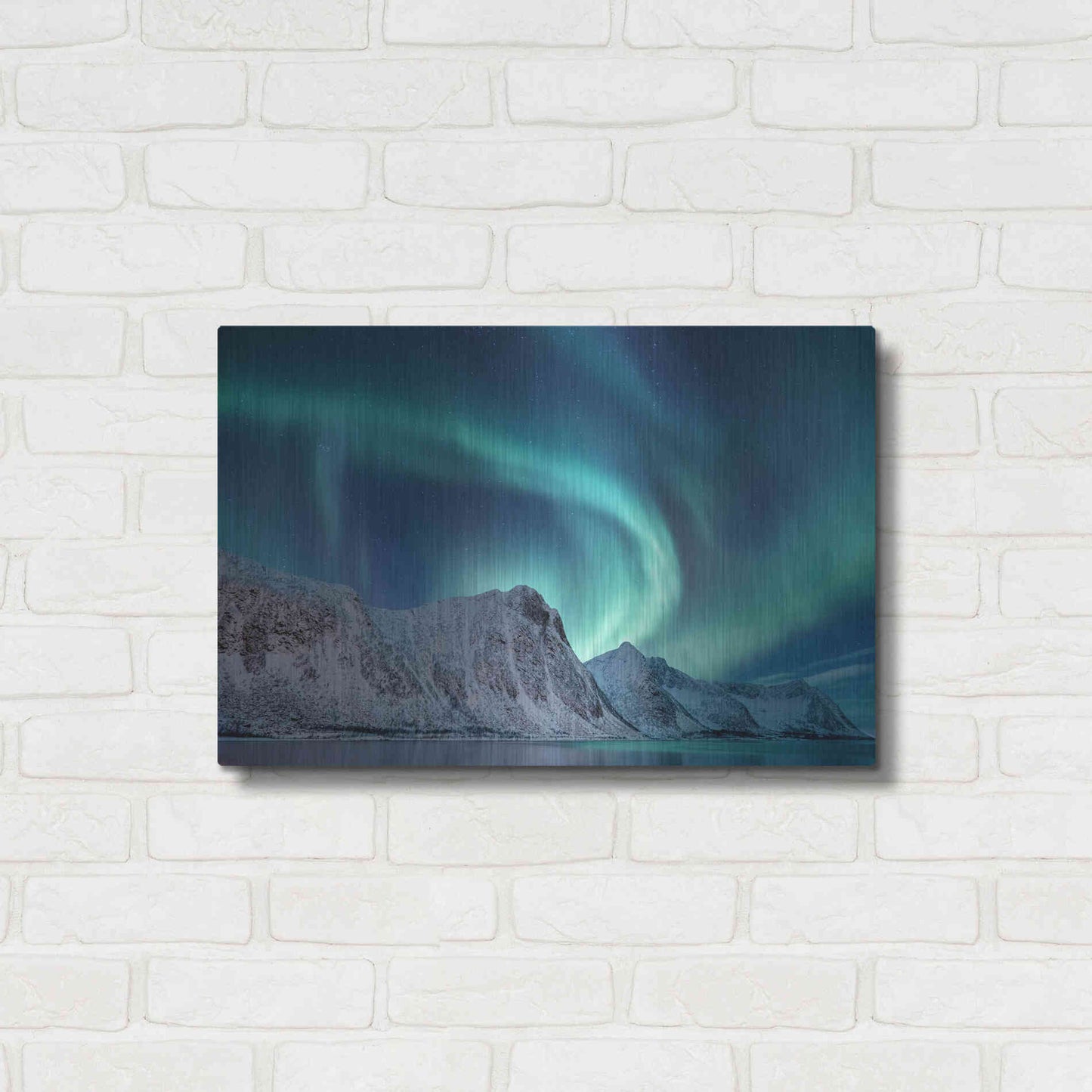 Luxe Metal Art 'Aurora Borealis In Norway Green' by Luxe Portfolio, Metal Wall Art,24x16