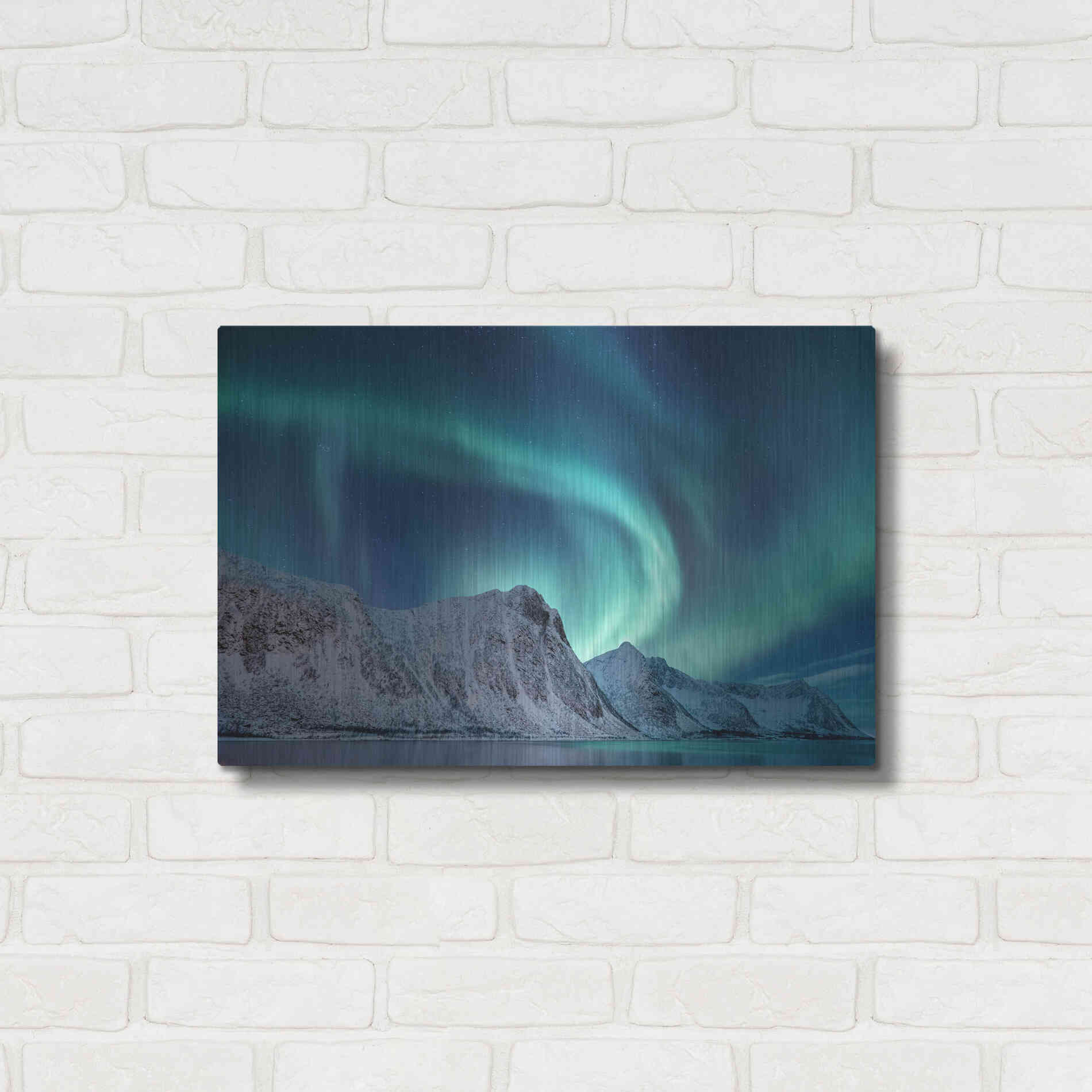 Luxe Metal Art 'Aurora Borealis In Norway Green' by Luxe Portfolio, Metal Wall Art,24x16