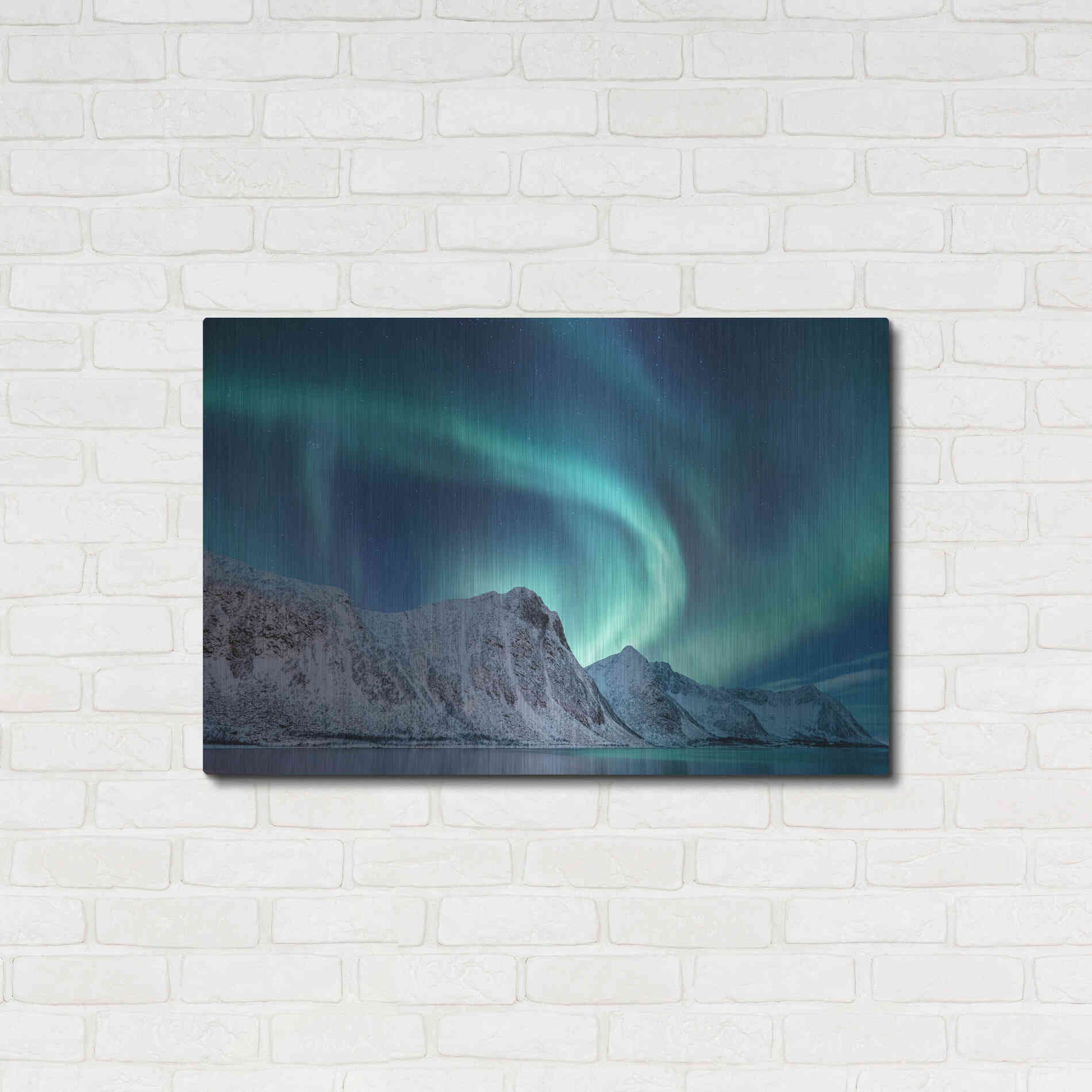 Luxe Metal Art 'Aurora Borealis In Norway Green' by Luxe Portfolio, Metal Wall Art,36x24