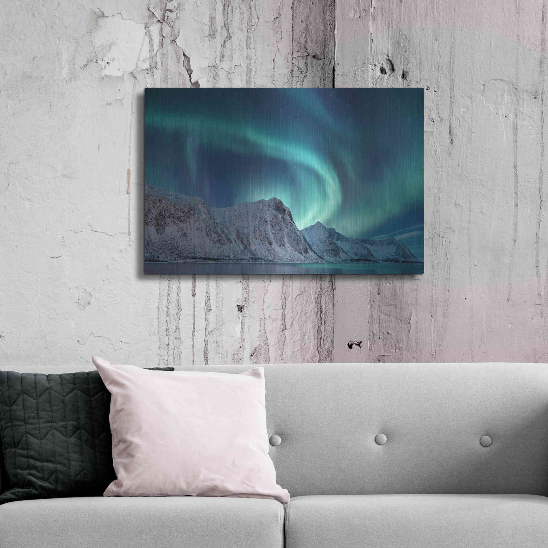 Luxe Metal Art 'Aurora Borealis In Norway Green' by Luxe Portfolio, Metal Wall Art,36x24