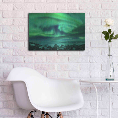 Luxe Metal Art 'Aurora Borealis Over Ocean' by Luxe Portfolio, Metal Wall Art,24x16