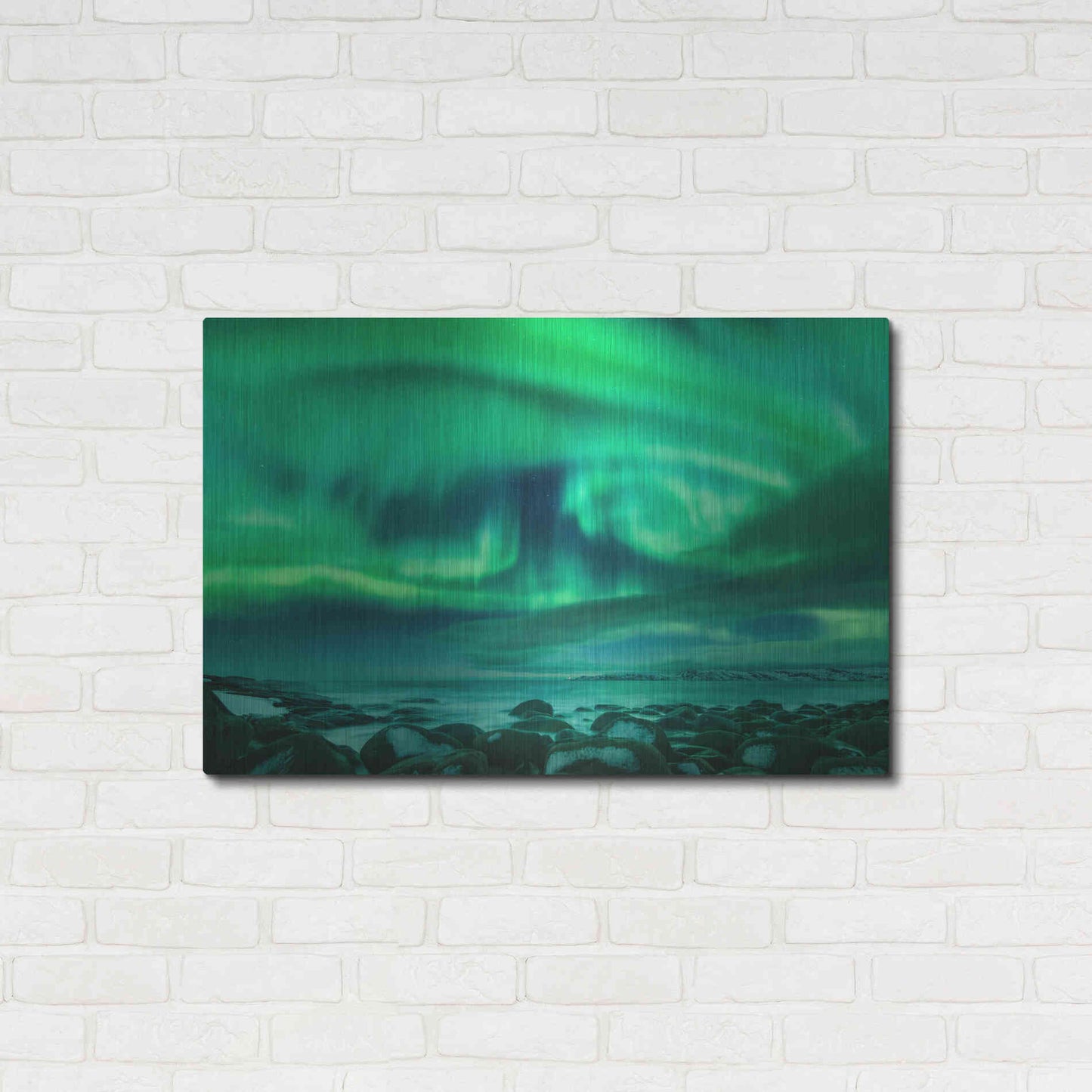 Luxe Metal Art 'Aurora Borealis Over Ocean' by Luxe Portfolio, Metal Wall Art,36x24