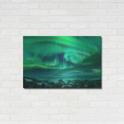Luxe Metal Art 'Aurora Borealis Over Ocean' by Luxe Portfolio, Metal Wall Art,36x24