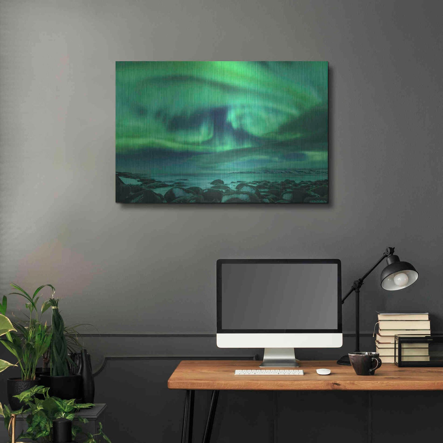 Luxe Metal Art 'Aurora Borealis Over Ocean' by Luxe Portfolio, Metal Wall Art,36x24