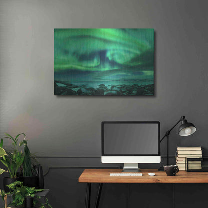Luxe Metal Art 'Aurora Borealis Over Ocean' by Luxe Portfolio, Metal Wall Art,36x24