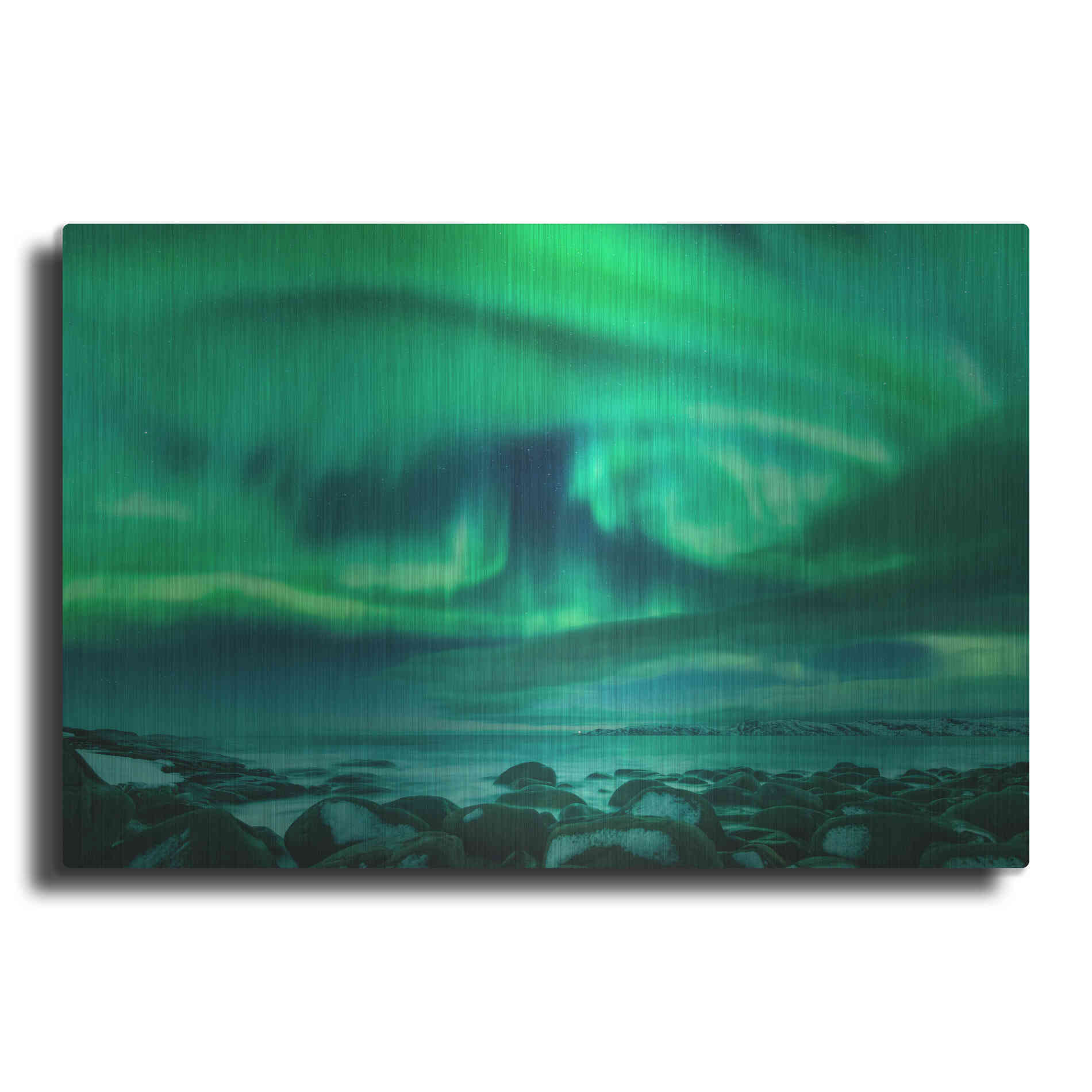 Luxe Metal Art 'Aurora Borealis Over Ocean' by Luxe Portfolio, Metal Wall Art