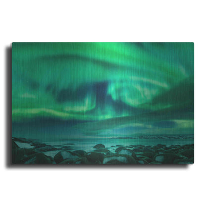 Luxe Metal Art 'Aurora Borealis Over Ocean' by Luxe Portfolio, Metal Wall Art
