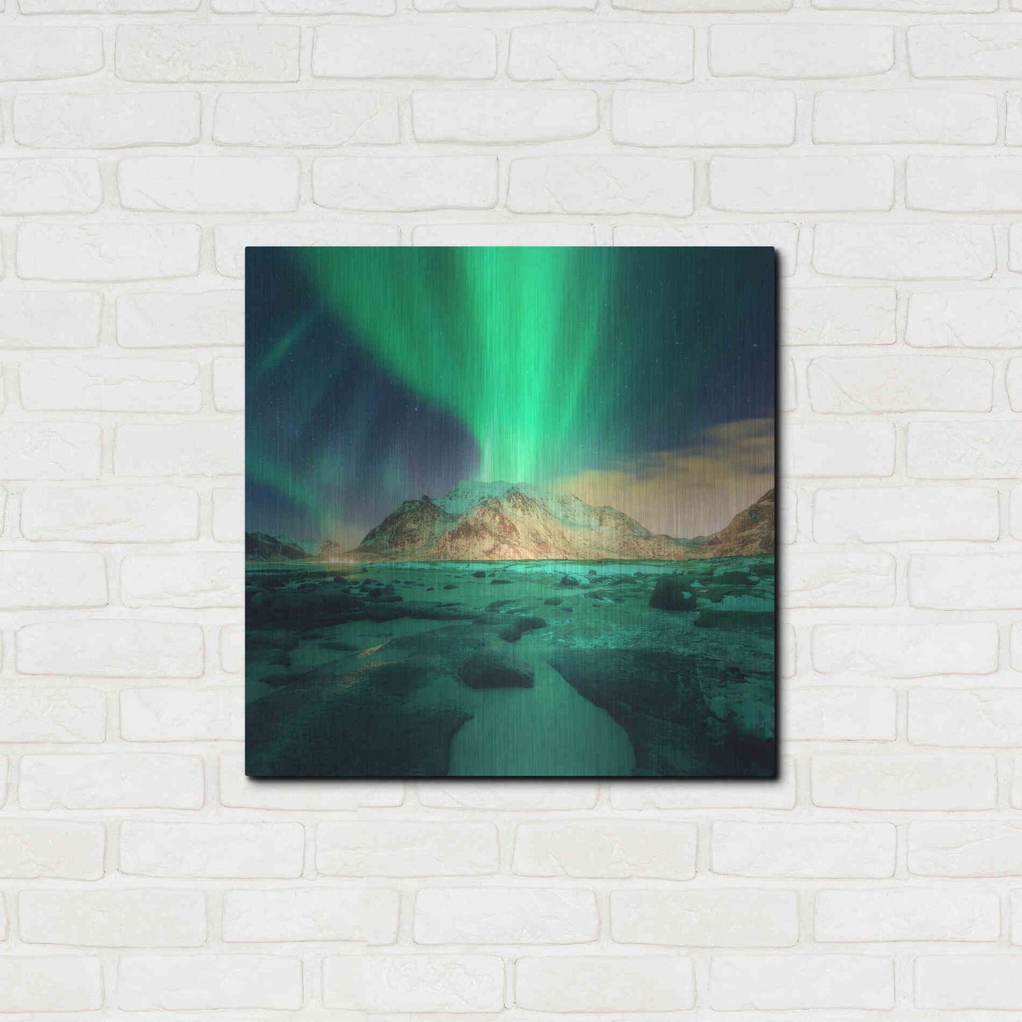 Luxe Metal Art 'Aurora Over Snowy Mountains' by Luxe Portfolio, Metal Wall Art,24x24