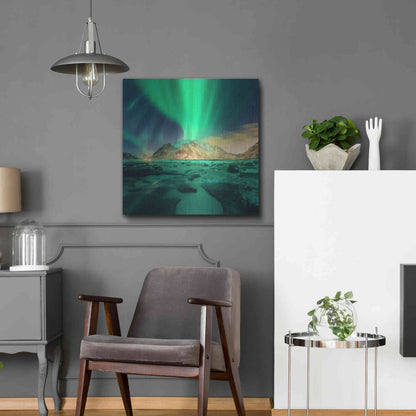 Luxe Metal Art 'Aurora Over Snowy Mountains' by Luxe Portfolio, Metal Wall Art,24x24