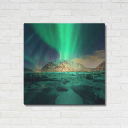 Luxe Metal Art 'Aurora Over Snowy Mountains' by Luxe Portfolio, Metal Wall Art,36x36