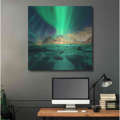 Luxe Metal Art 'Aurora Over Snowy Mountains' by Luxe Portfolio, Metal Wall Art,36x36