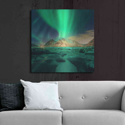 Luxe Metal Art 'Aurora Over Snowy Mountains' by Luxe Portfolio, Metal Wall Art,36x36