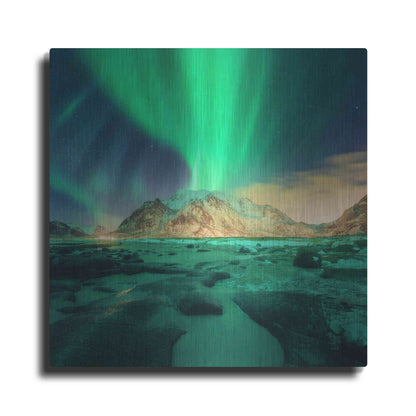 Luxe Metal Art 'Aurora Over Snowy Mountains' by Luxe Portfolio, Metal Wall Art