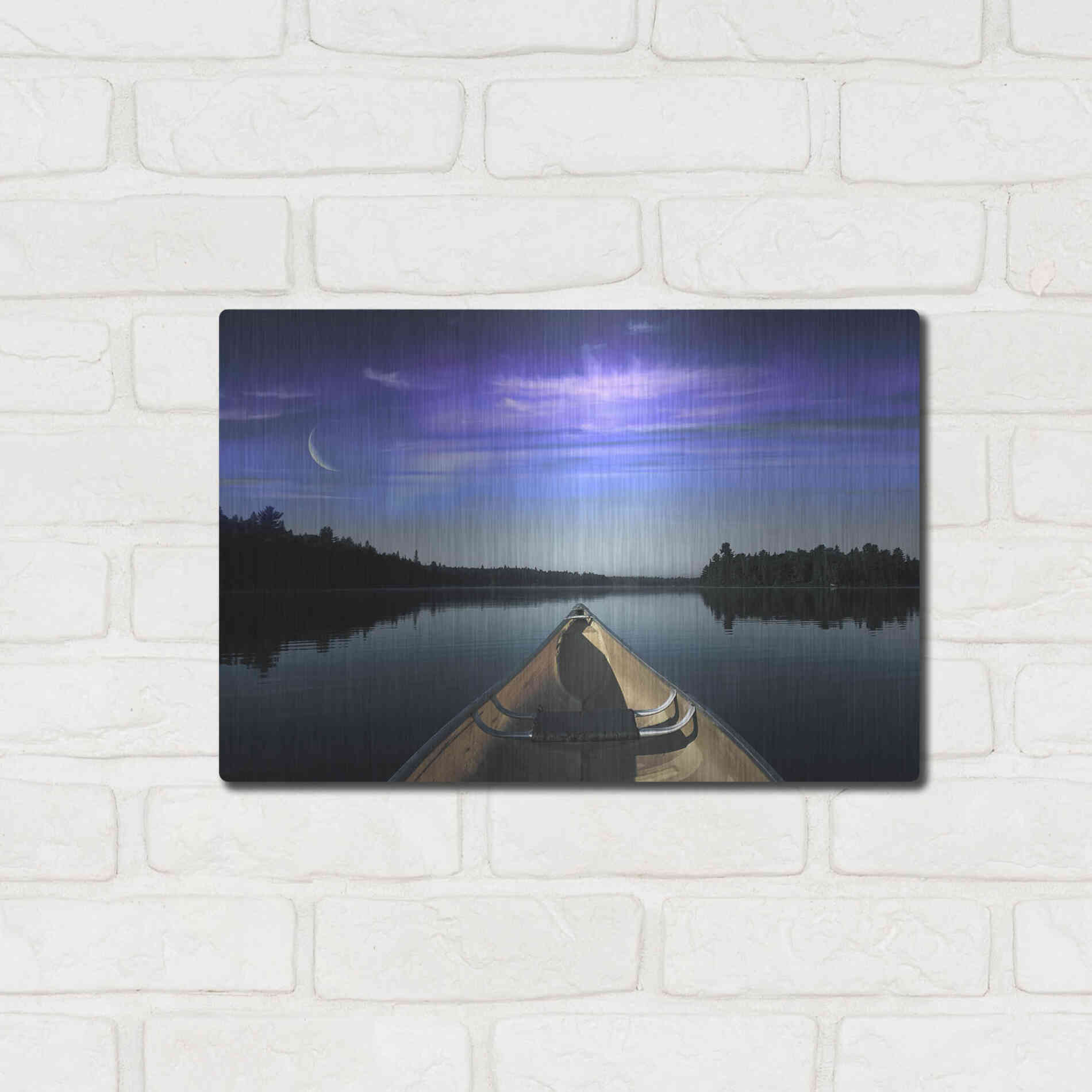 Luxe Metal Art 'Canoeing Under The Northern Lights' by Luxe Portfolio, Metal Wall Art,16x12