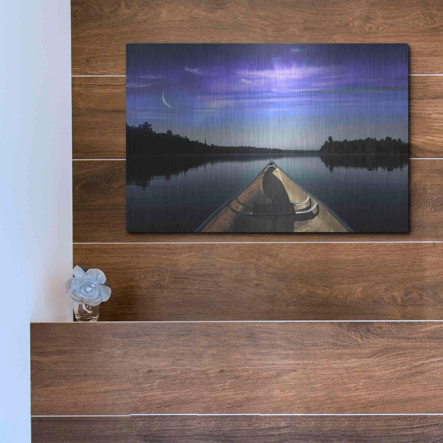 Luxe Metal Art 'Canoeing Under The Northern Lights' by Luxe Portfolio, Metal Wall Art,16x12