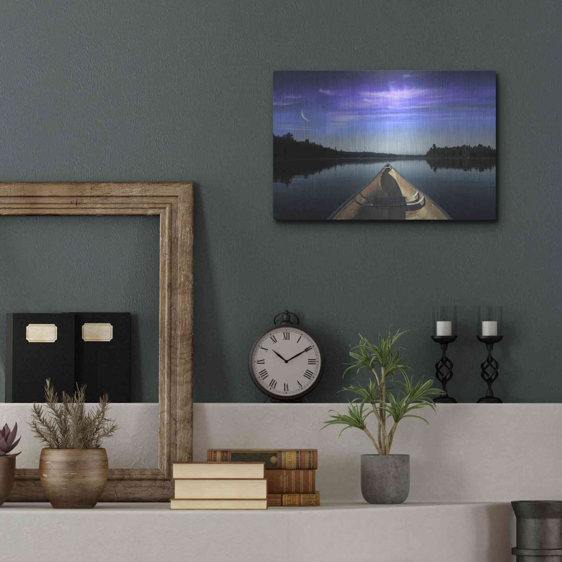 Luxe Metal Art 'Canoeing Under The Northern Lights' by Luxe Portfolio, Metal Wall Art,16x12