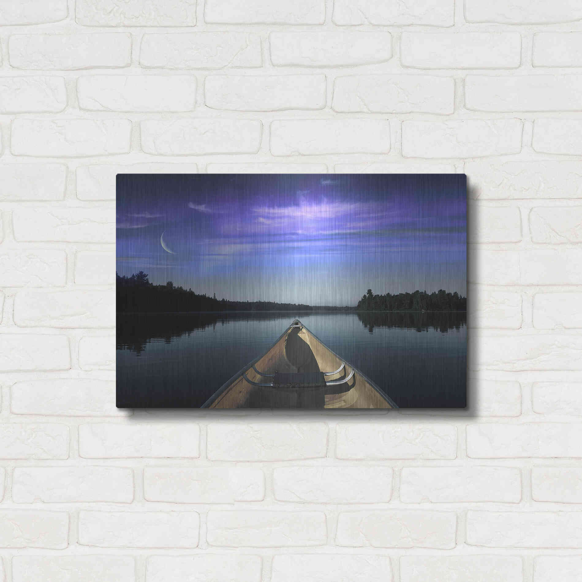 Luxe Metal Art 'Canoeing Under The Northern Lights' by Luxe Portfolio, Metal Wall Art,24x16