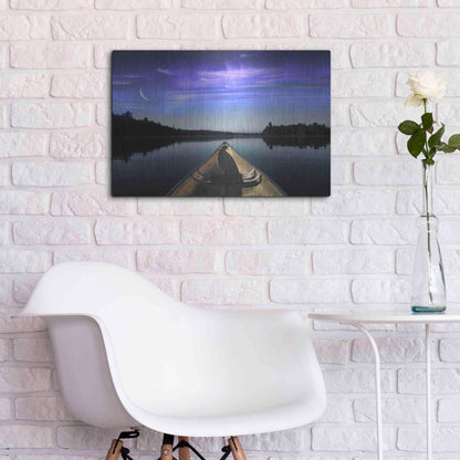 Luxe Metal Art 'Canoeing Under The Northern Lights' by Luxe Portfolio, Metal Wall Art,24x16
