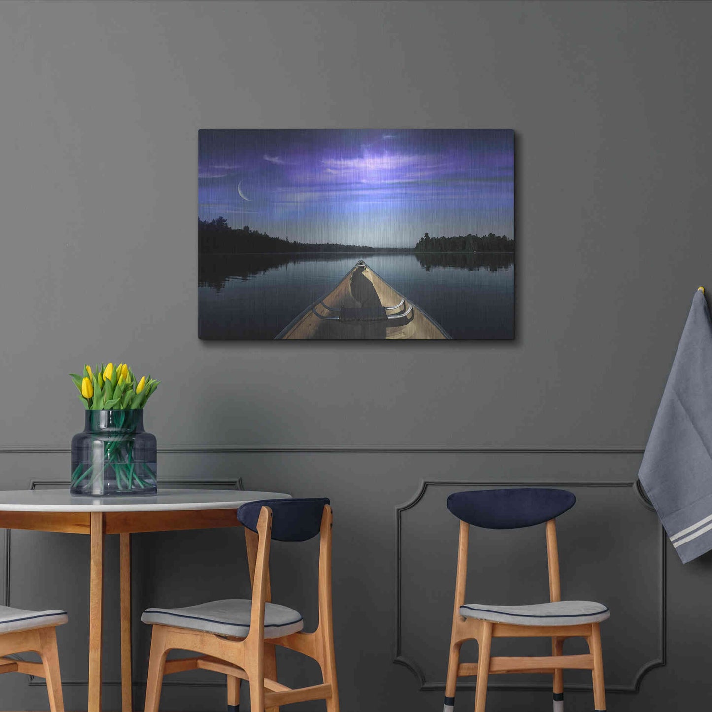 Luxe Metal Art 'Canoeing Under The Northern Lights' by Luxe Portfolio, Metal Wall Art,36x24