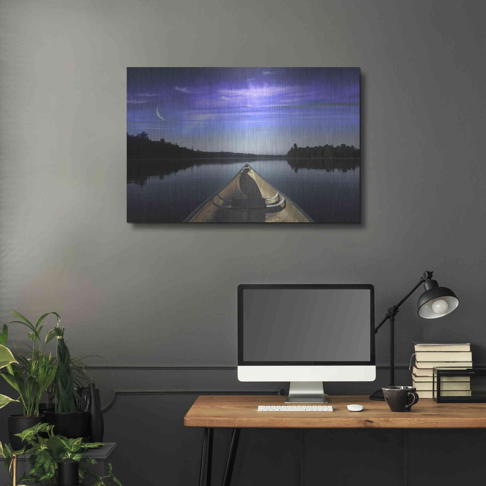 Luxe Metal Art 'Canoeing Under The Northern Lights' by Luxe Portfolio, Metal Wall Art,36x24