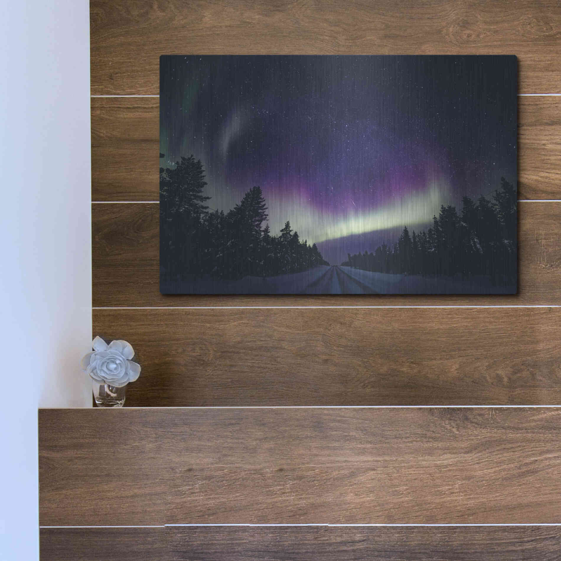 Luxe Metal Art 'Colorful Polar Arctic Northern Lights' by Luxe Portfolio, Metal Wall Art,16x12