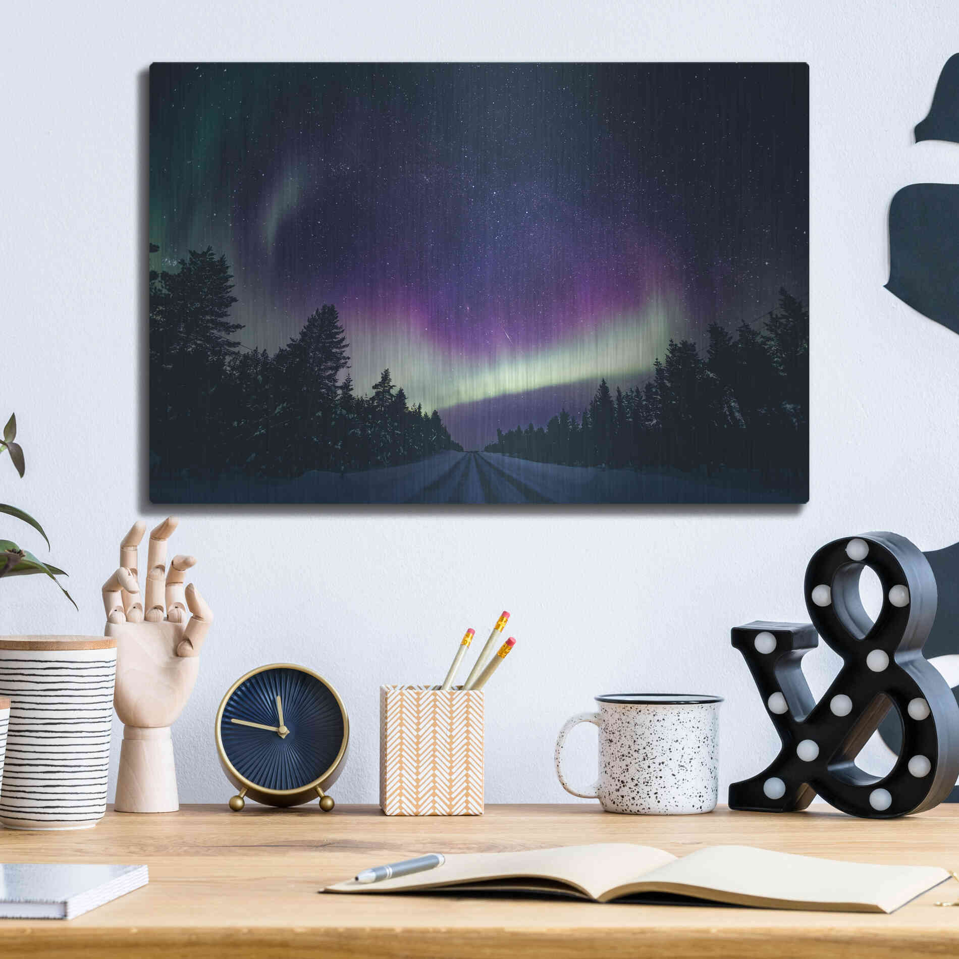 Luxe Metal Art 'Colorful Polar Arctic Northern Lights' by Luxe Portfolio, Metal Wall Art,16x12