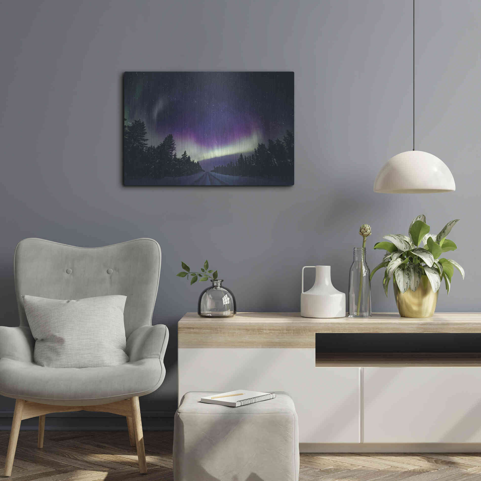 Luxe Metal Art 'Colorful Polar Arctic Northern Lights' by Luxe Portfolio, Metal Wall Art,24x16