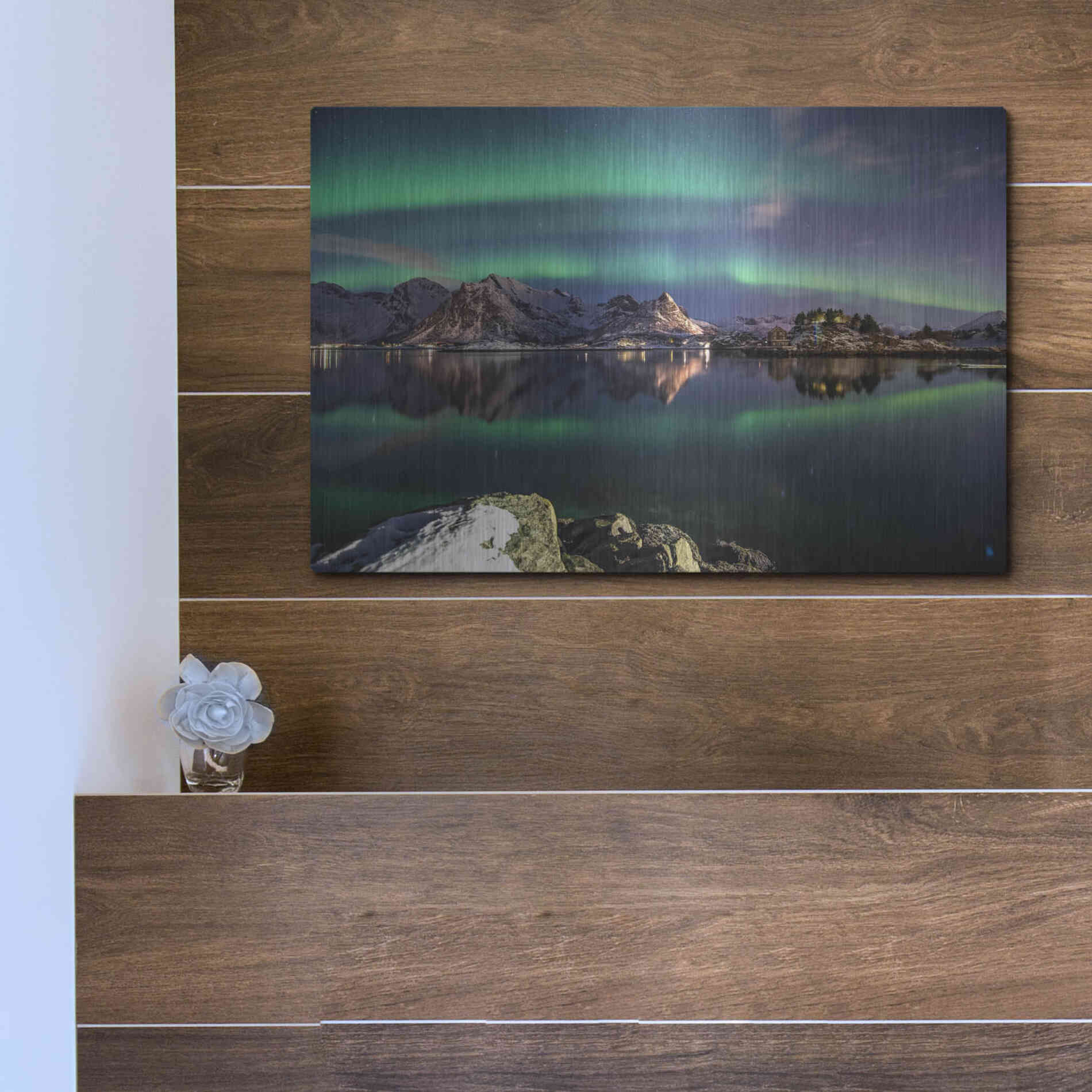 Luxe Metal Art 'Northern Light Aurora Borealis' by Luxe Portfolio, Metal Wall Art,16x12