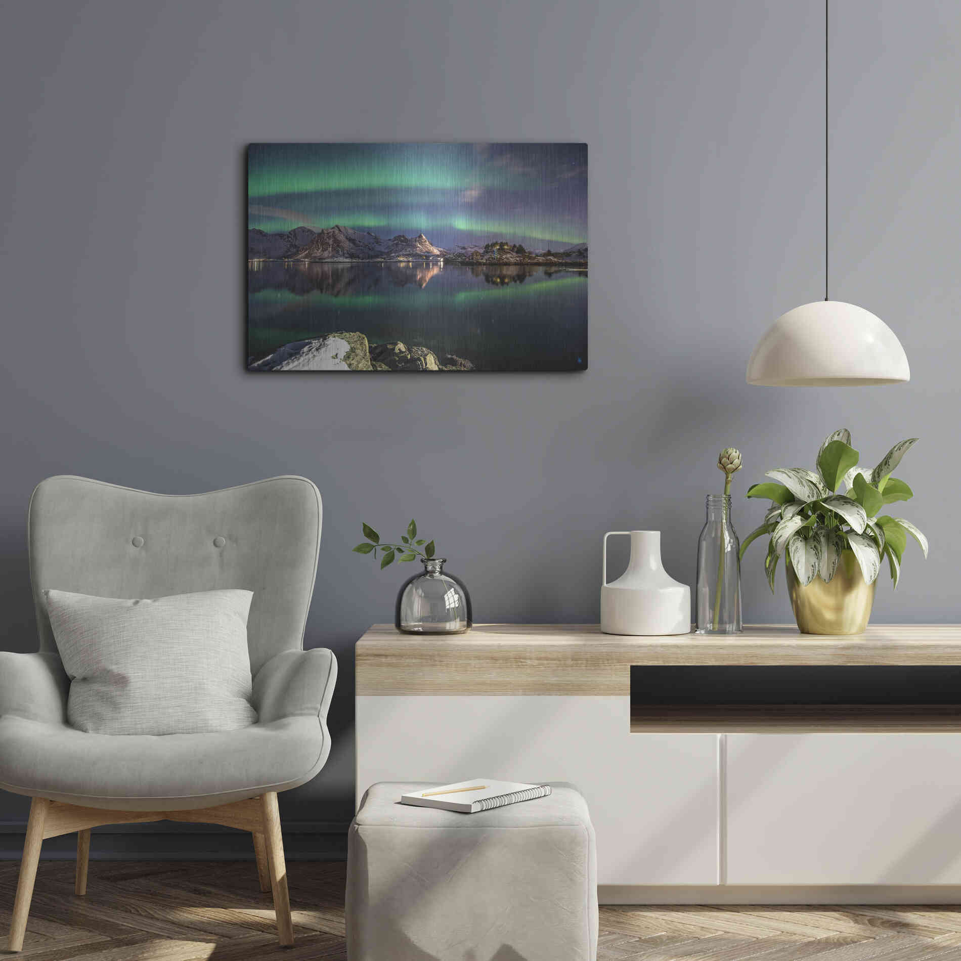 Luxe Metal Art 'Northern Light Aurora Borealis' by Luxe Portfolio, Metal Wall Art,24x16