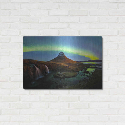 Luxe Metal Art 'Northern Light Aurora Borealis Over Kirkjufell 1' by Luxe Portfolio, Metal Wall Art,36x24
