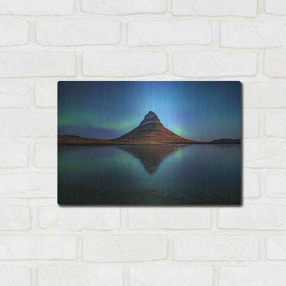 Luxe Metal Art 'Northern Light Aurora Borealis Over Kirkjufell 2' by Luxe Portfolio, Metal Wall Art,16x12