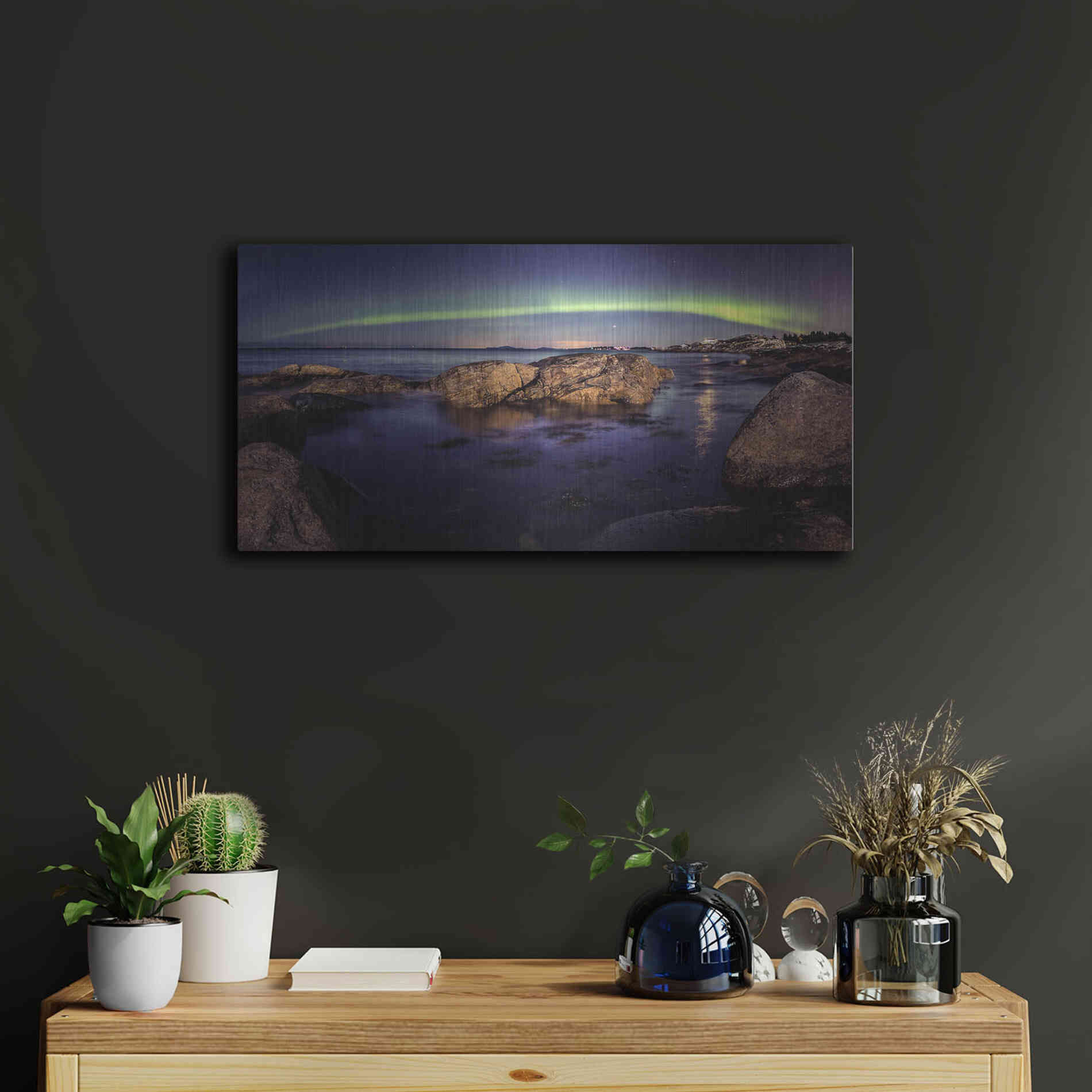 Luxe Metal Art 'Northern Lights 6' by Luxe Portfolio, Metal Wall Art,24x12