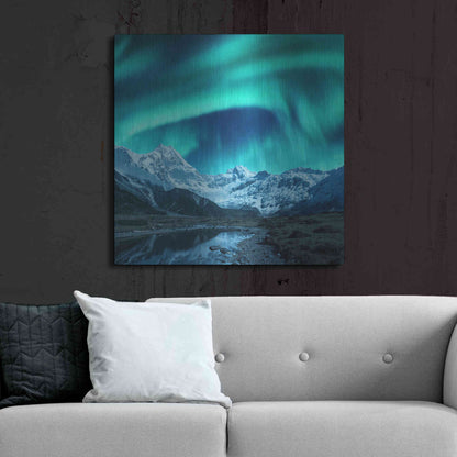 Luxe Metal Art 'Northern Lights Above Snow Covered Rocks' by Luxe Portfolio, Metal Wall Art,36x36