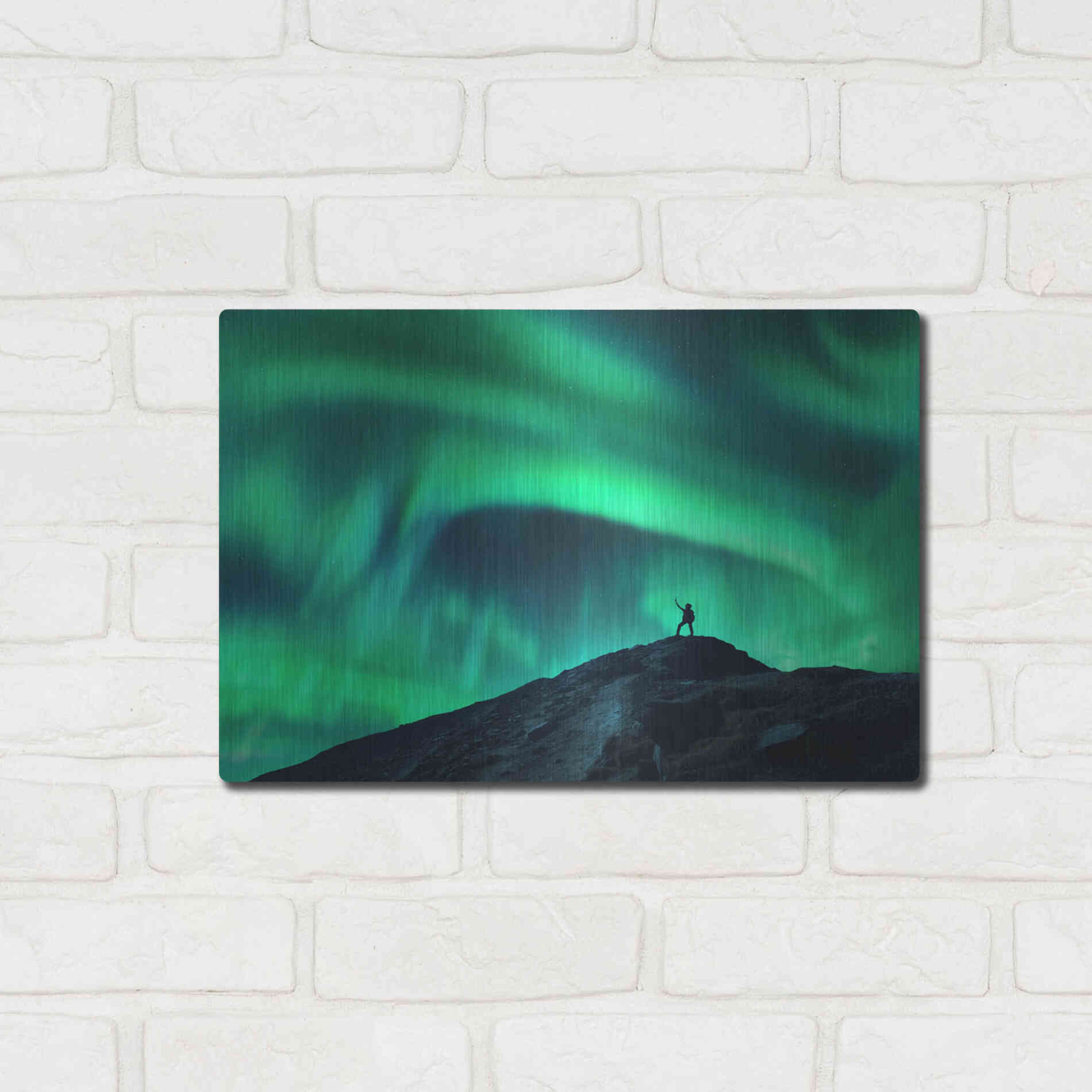 Luxe Metal Art 'Northern Lights And Woman' by Luxe Portfolio, Metal Wall Art,16x12