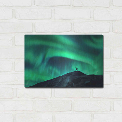 Luxe Metal Art 'Northern Lights And Woman' by Luxe Portfolio, Metal Wall Art,16x12