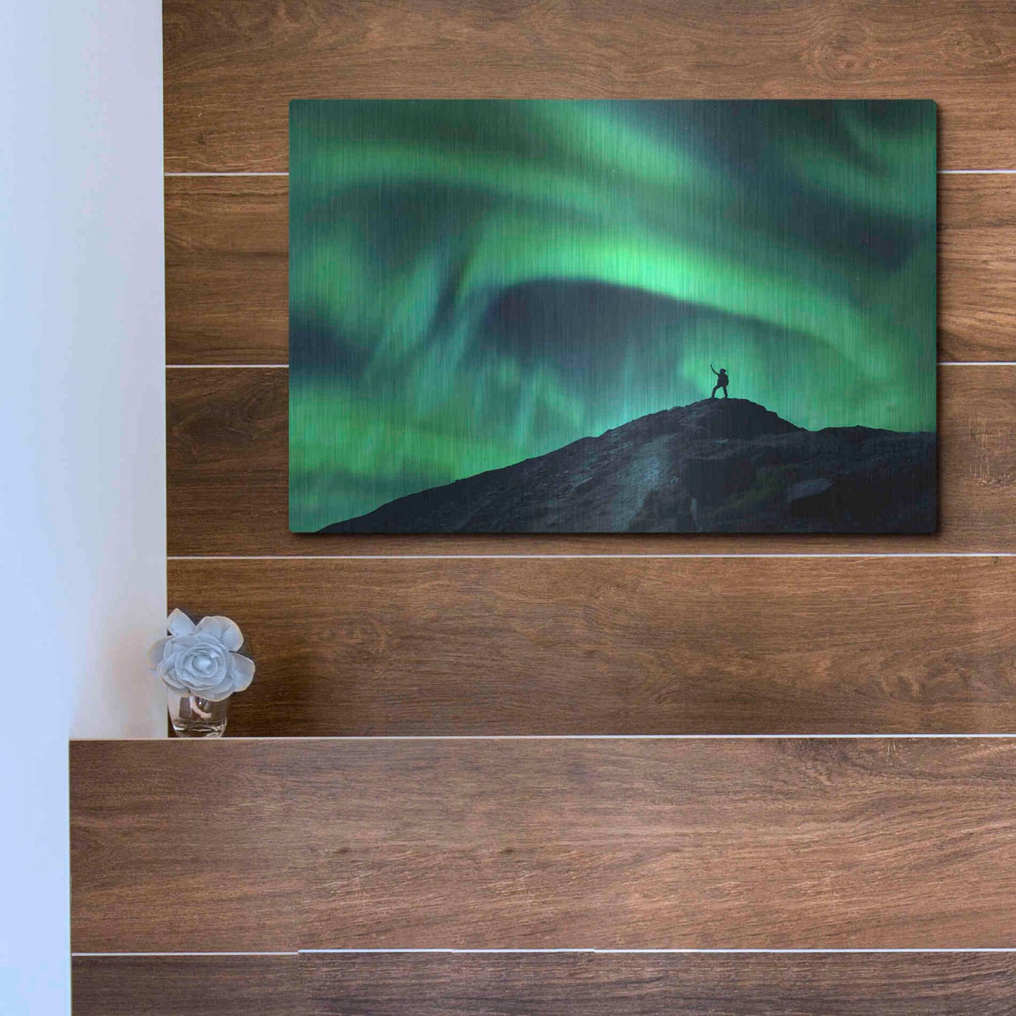 Luxe Metal Art 'Northern Lights And Woman' by Luxe Portfolio, Metal Wall Art,16x12