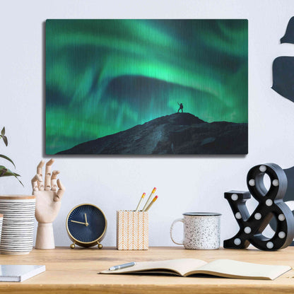 Luxe Metal Art 'Northern Lights And Woman' by Luxe Portfolio, Metal Wall Art,16x12