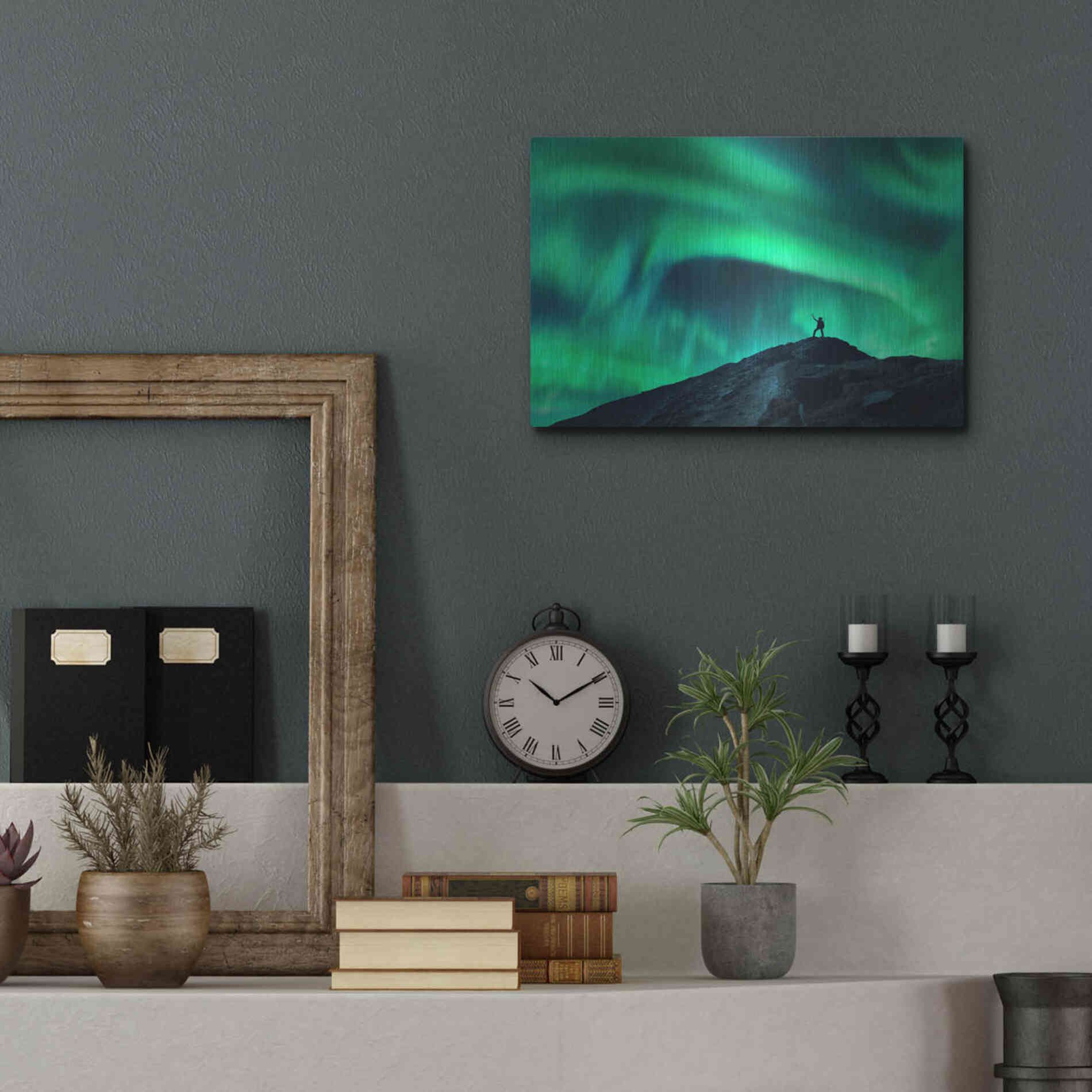 Luxe Metal Art 'Northern Lights And Woman' by Luxe Portfolio, Metal Wall Art,16x12
