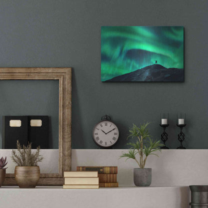 Luxe Metal Art 'Northern Lights And Woman' by Luxe Portfolio, Metal Wall Art,16x12