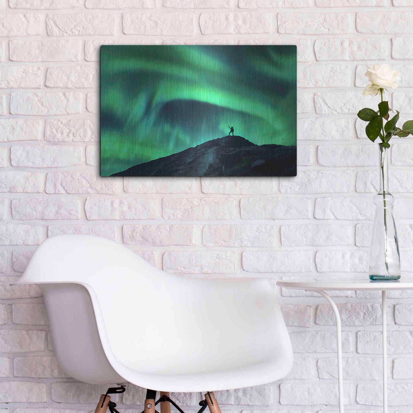Luxe Metal Art 'Northern Lights And Woman' by Luxe Portfolio, Metal Wall Art,24x16