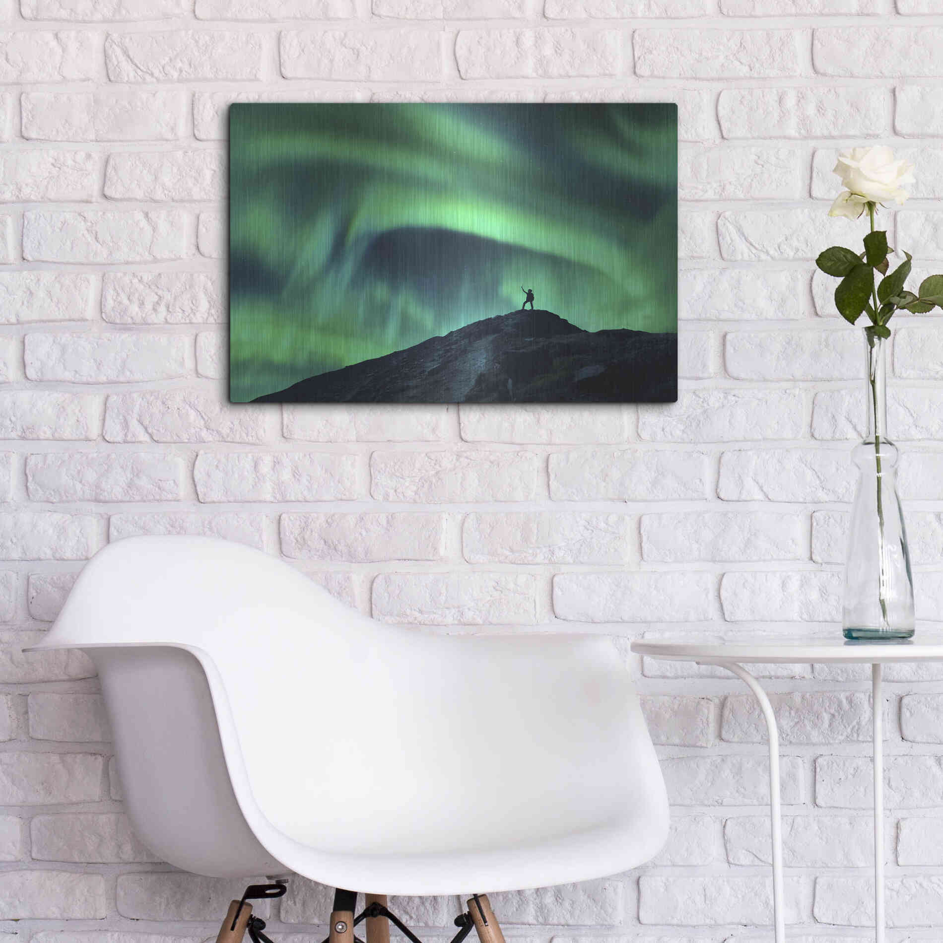 Luxe Metal Art 'Northern Lights And Woman' by Luxe Portfolio, Metal Wall Art,24x16