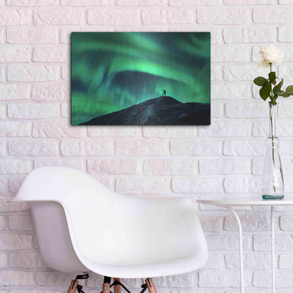 Luxe Metal Art 'Northern Lights And Woman' by Luxe Portfolio, Metal Wall Art,24x16