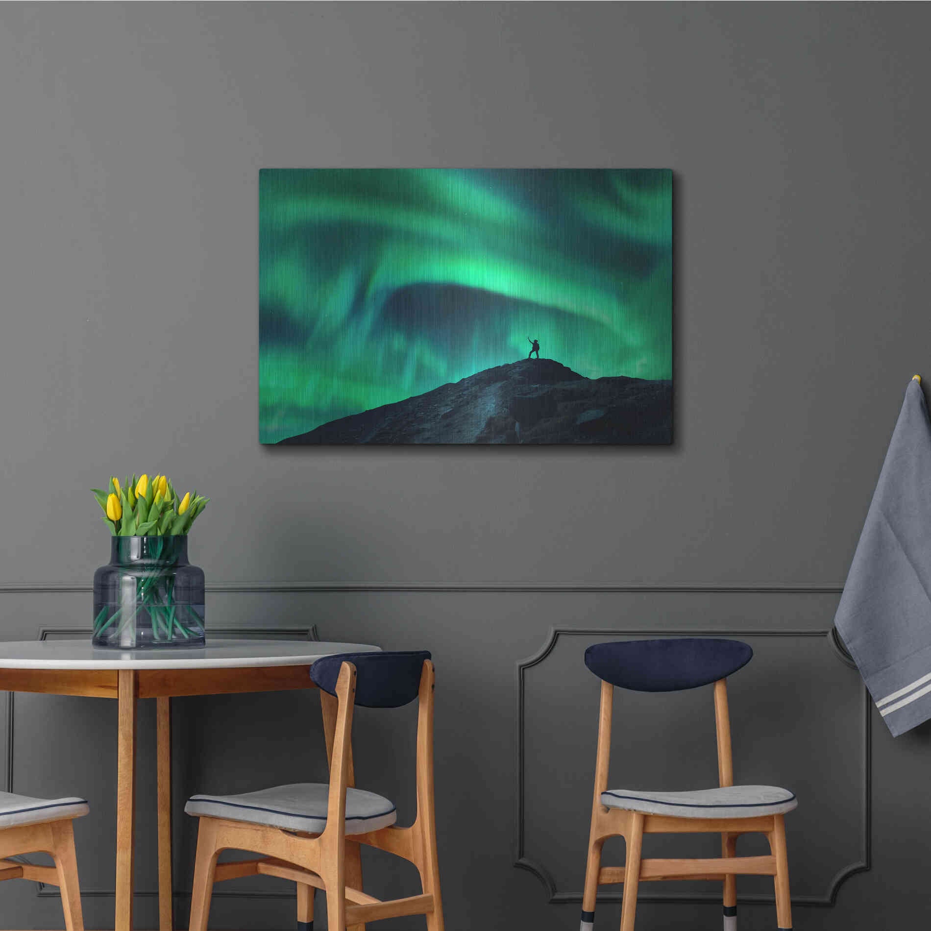 Luxe Metal Art 'Northern Lights And Woman' by Luxe Portfolio, Metal Wall Art,36x24