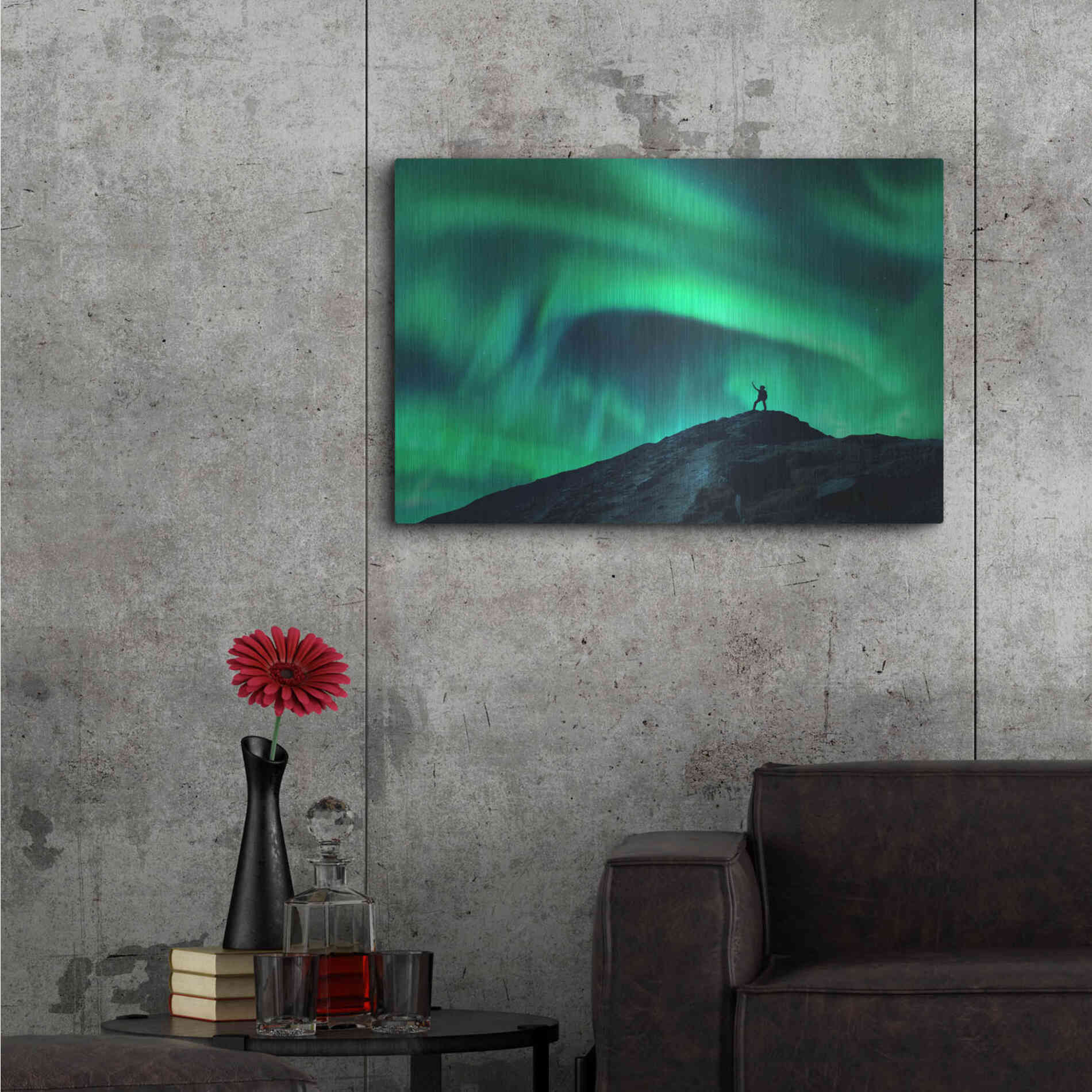 Luxe Metal Art 'Northern Lights And Woman' by Luxe Portfolio, Metal Wall Art,36x24