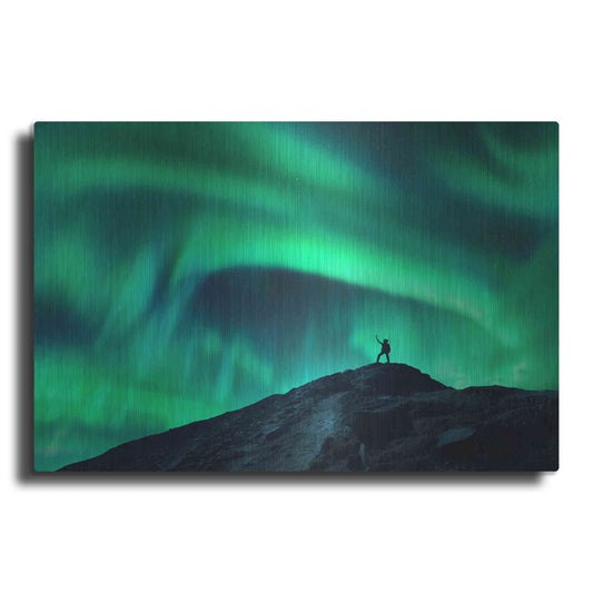 Luxe Metal Art 'Northern Lights And Woman' by Luxe Portfolio, Metal Wall Art