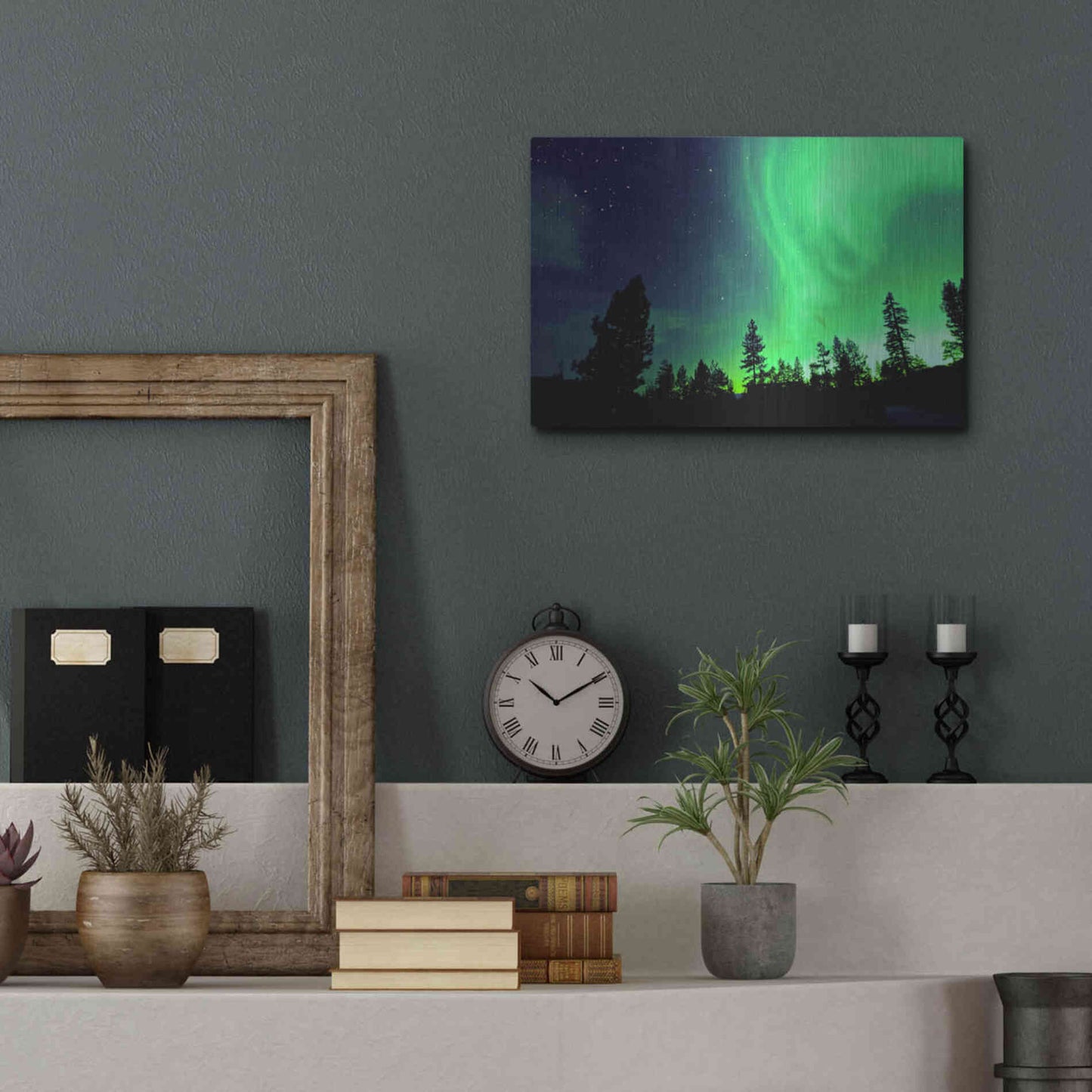 Luxe Metal Art 'Northern Lights Aurora Borealis 2' by Luxe Portfolio, Metal Wall Art,16x12