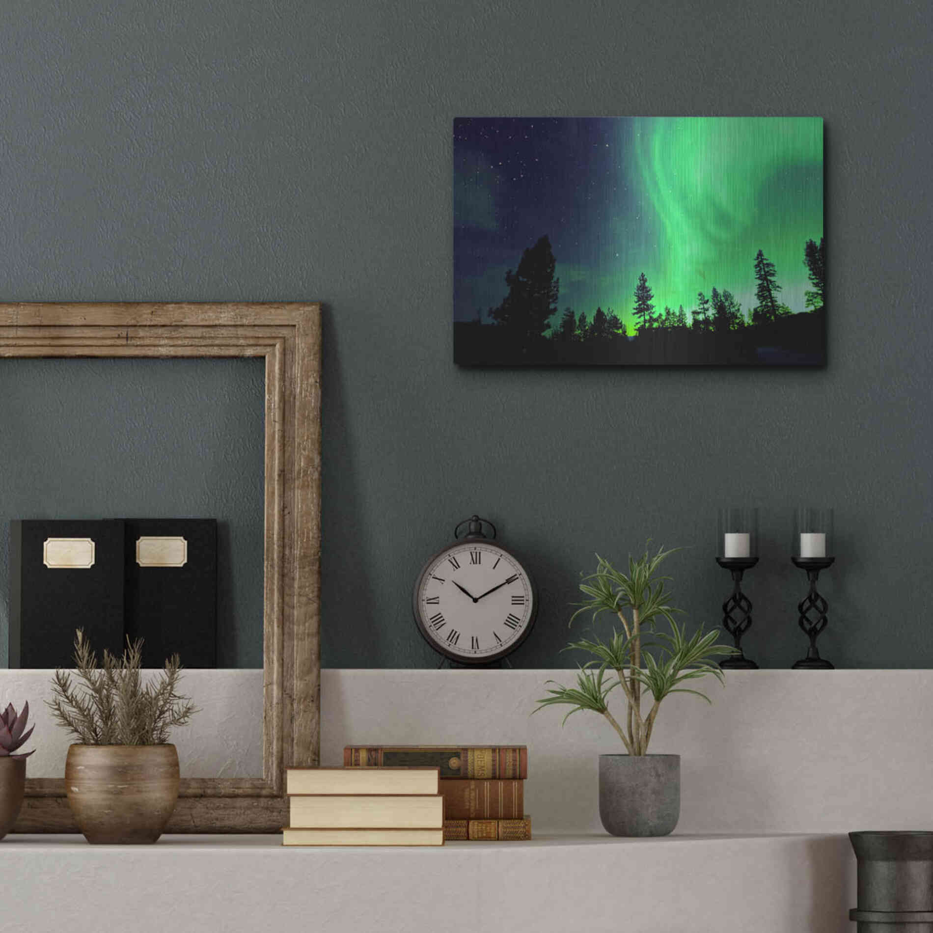 Luxe Metal Art 'Northern Lights Aurora Borealis 2' by Luxe Portfolio, Metal Wall Art,16x12