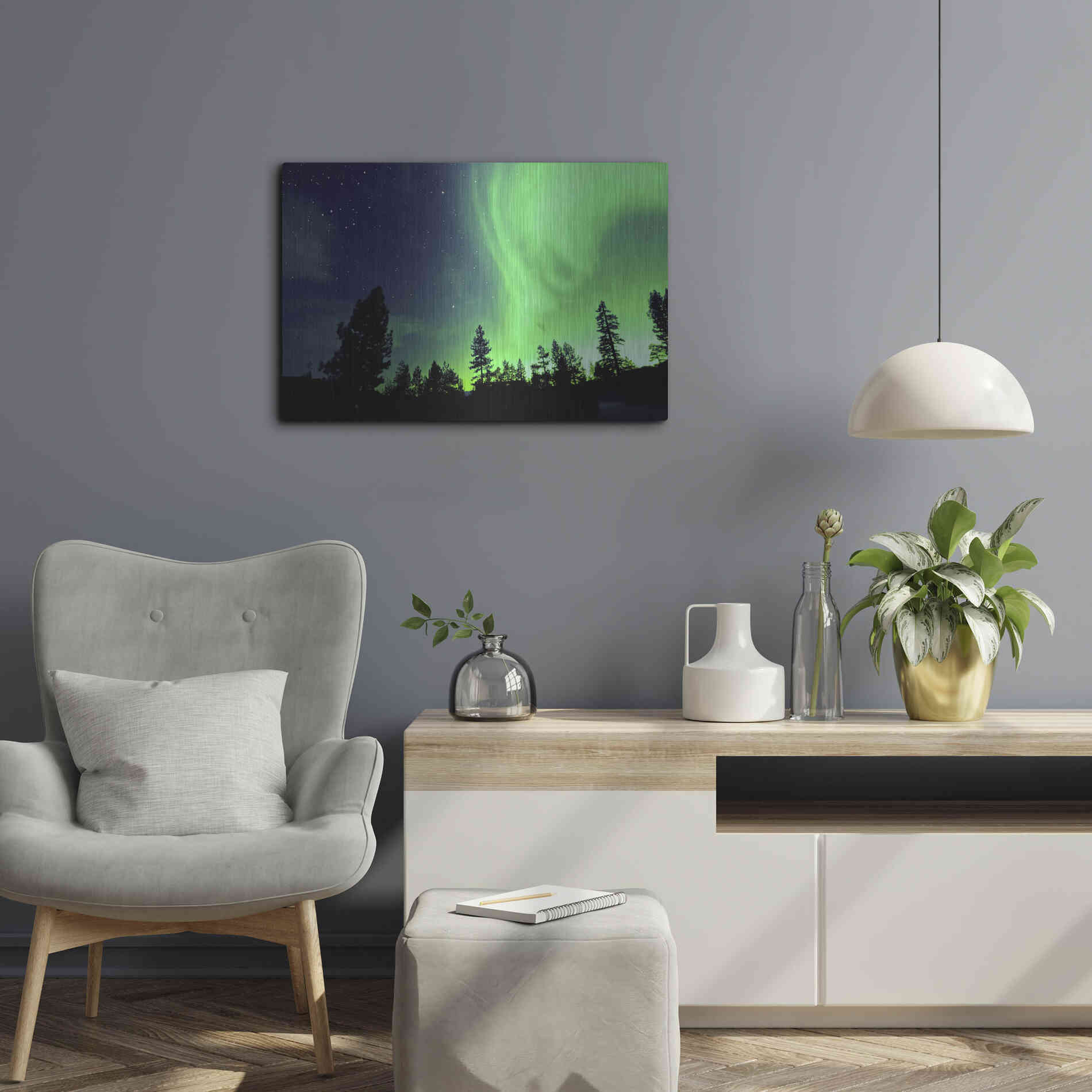 Luxe Metal Art 'Northern Lights Aurora Borealis 2' by Luxe Portfolio, Metal Wall Art,24x16