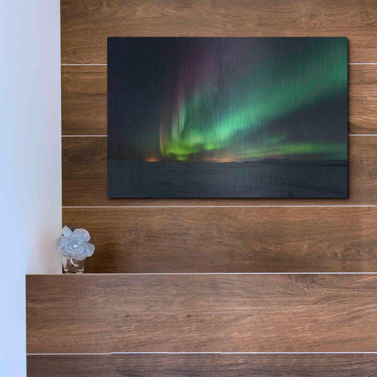 Luxe Metal Art 'Northern Lights Aurora Borealis 3' by Luxe Portfolio, Metal Wall Art,16x12